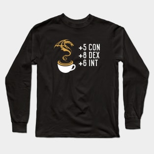 Dragon Coffee Stats Tabletop RPG Gaming Long Sleeve T-Shirt